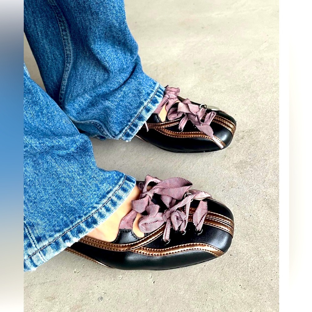 Size 7 Lets play ball flats. Really cute- balletcore-brand: Double Standard